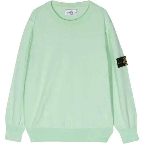 Grüner Pullover mit Logo-Ärmel - Stone Island - Modalova