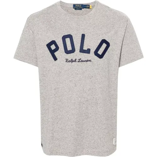 Graues T-Shirt mit Polo Pony Logo , Herren, Größe: S - Polo Ralph Lauren - Modalova