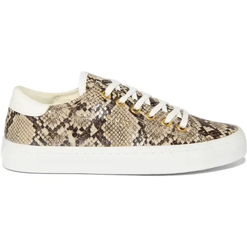 Snake Print Lace-Up Sneakers for Women , female, Sizes: 5 UK - Guess - Modalova