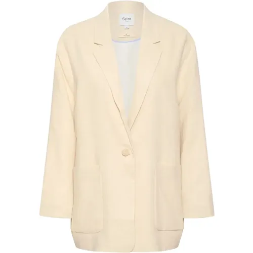 Oversized Blazer Jacket Fog Melange , female, Sizes: L - Saint Tropez - Modalova