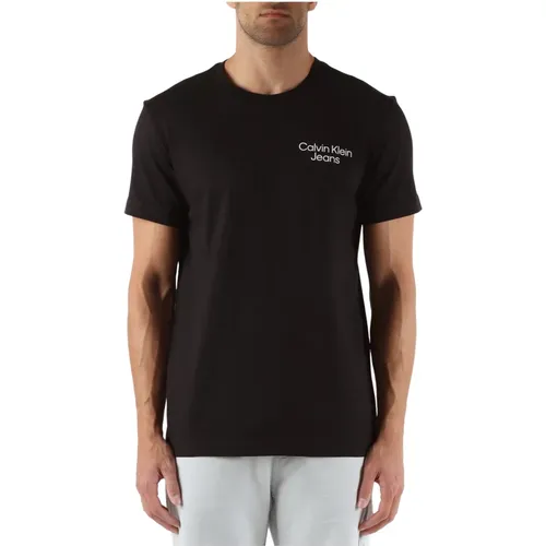 Cotton logo print T-shirt , male, Sizes: L, XL, 2XL - Calvin Klein Jeans - Modalova