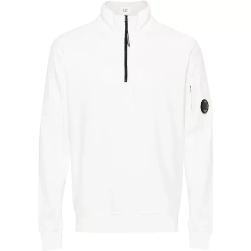 Weiße Fleece Reißverschluss Sweatshirt , Herren, Größe: L - C.P. Company - Modalova