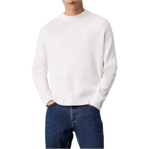 Gerippter Baumwoll-Herrenpullover , Herren, Größe: M - Calvin Klein Jeans - Modalova