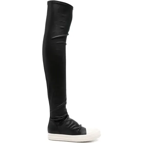 Schwarze Ledersneakers mit Stretch-Zehenkappen - Rick Owens - Modalova