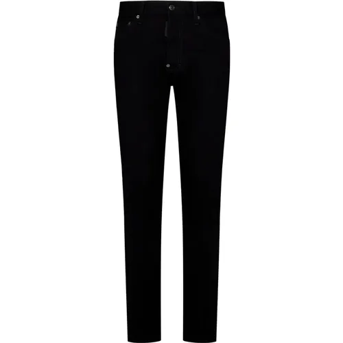 Slim-fit Jeans,Schwarze Denim Jeans mit Reißverschluss - Dsquared2 - Modalova