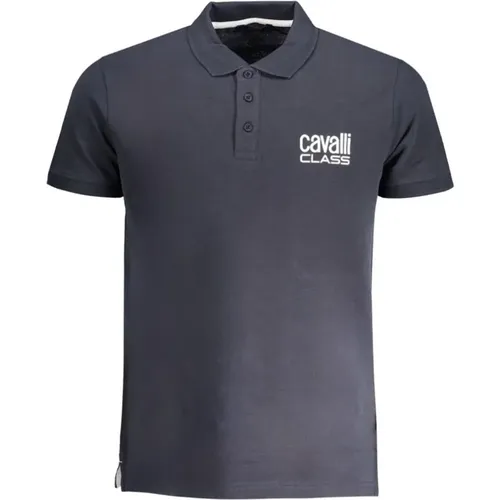 Blau Baumwoll-Poloshirt mit Druck-Logo , Herren, Größe: 2XL - Cavalli Class - Modalova