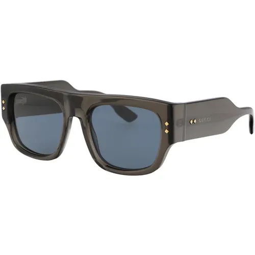 Stylische Sonnenbrille GG1262S,Sonnenbrille, Gg1262S 003 Sonnenbrille,Graue Transparente Eckige Sonnenbrille - Gucci - Modalova
