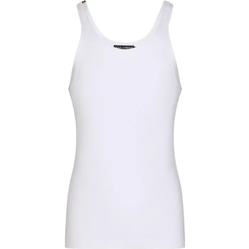 Ripp Tank Top mit Logo-Patch , Herren, Größe: L - Dolce & Gabbana - Modalova