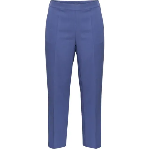 Blau Indigo Straight-Leg Hose mit Elastischem Bund , Damen, Größe: 2XL - Kaffe Curve - Modalova