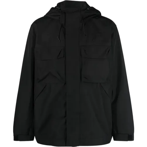 Schwarze Leichte Polyester Windbreaker Jacke , Herren, Größe: S - Calvin Klein Jeans - Modalova