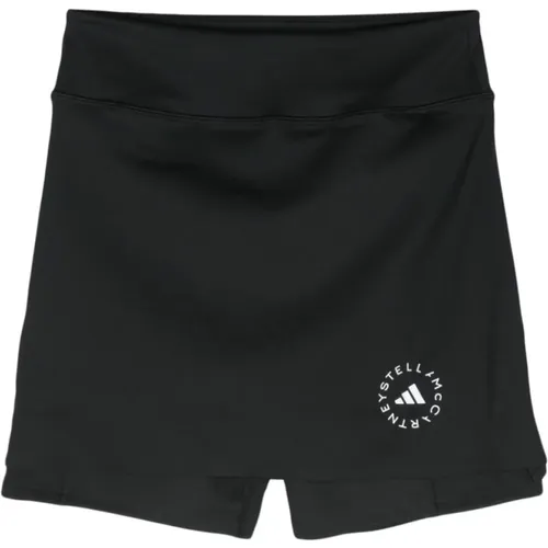 Schwarze Shorts mit Schichtdesign und Logodetail , Damen, Größe: M - adidas by stella mccartney - Modalova