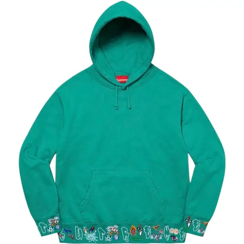 Limited Edition Icons Hoodie Dark Aqua , male, Sizes: S - Supreme - Modalova