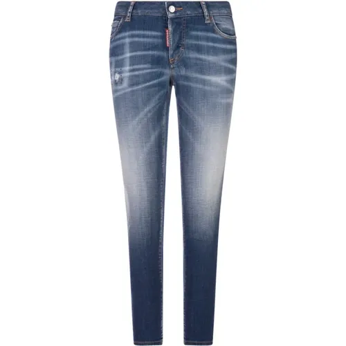 Blaue Skinny Jeans mit Einzigartigen Details , Damen, Größe: 2XL - Dsquared2 - Modalova