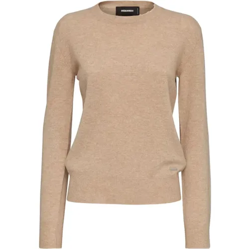 Gerippter Crewneck Wollpullover , Damen, Größe: M - Dsquared2 - Modalova