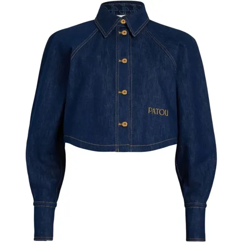 Blaue Denim Bestickte Logo Jacke , Damen, Größe: S - Patou - Modalova