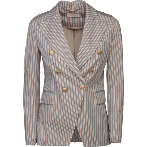 Striped Double-Breasted Jacket , female, Sizes: L - Circolo 1901 - Modalova