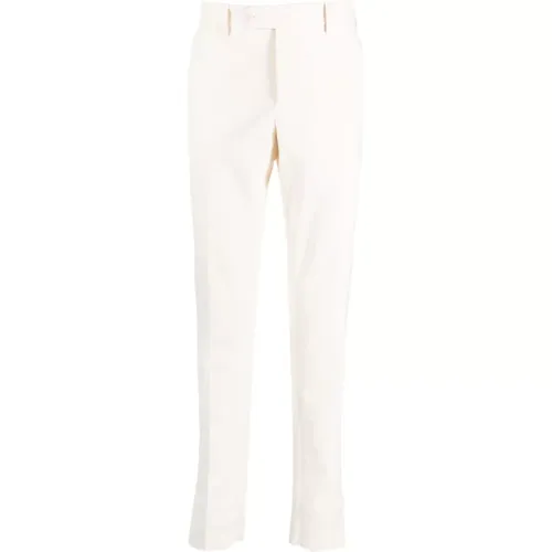 Cream Slim-Cut Cotton Trousers , male, Sizes: 4XL - Luigi Bianchi Mantova - Modalova