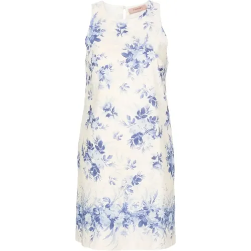 Floral Linen-Cotton Dress , female, Sizes: M, S - Twinset - Modalova