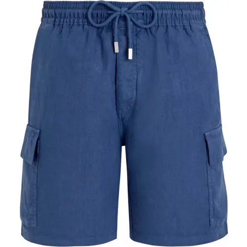 Solide Leinen Cargo Bermuda Shorts , Herren, Größe: XL - Vilebrequin - Modalova