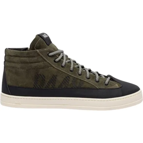 Schwarze und Khaki High Top Sneakers - P448 - Modalova