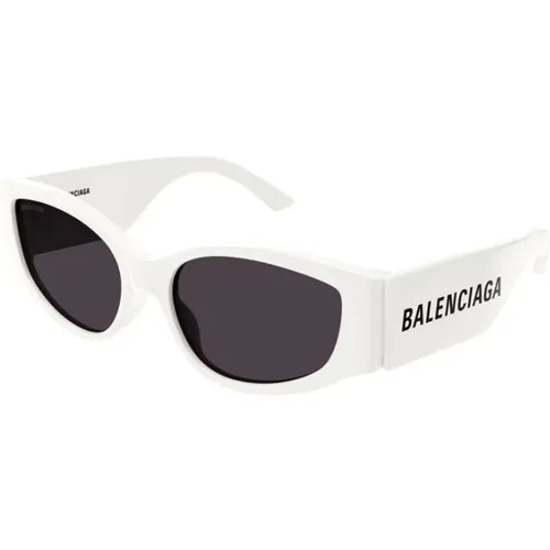 Weiße Rahmen Graue Linse Sonnenbrille , Damen, Größe: 58 MM - Balenciaga - Modalova
