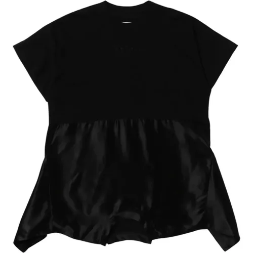 Schwarzes Kleid mit Logo-Stickerei - Maison Margiela - Modalova