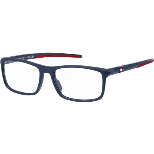 Matte Blau Rote Brillenfassung , unisex, Größe: 55 MM - Tommy Hilfiger - Modalova