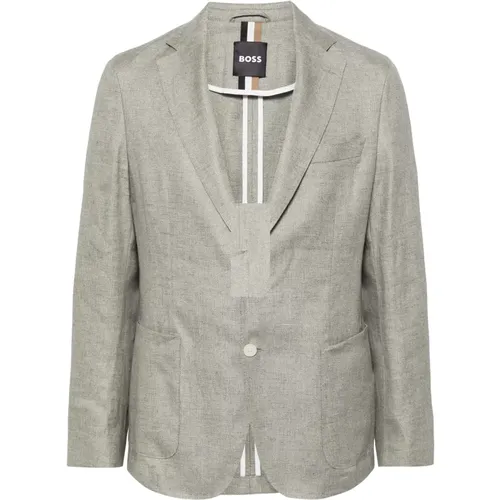 Linen Blended Jacket with 2 Buttons , male, Sizes: 2XL - Hugo Boss - Modalova