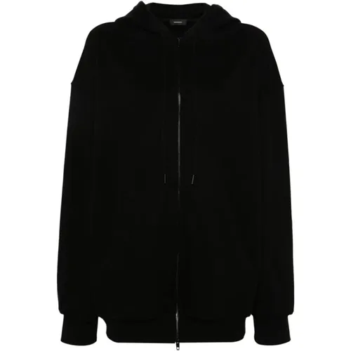 Schwarzer Baumwoll-Jersey-Sweatshirt , Damen, Größe: M - Wardrobe.nyc - Modalova
