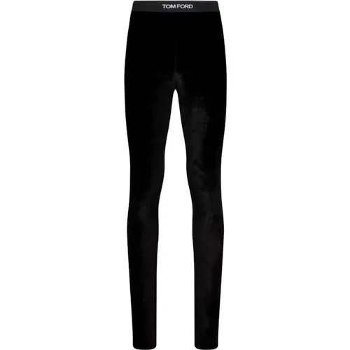 Schwarze Samtleggings Slim Fit , Damen, Größe: S - Tom Ford - Modalova