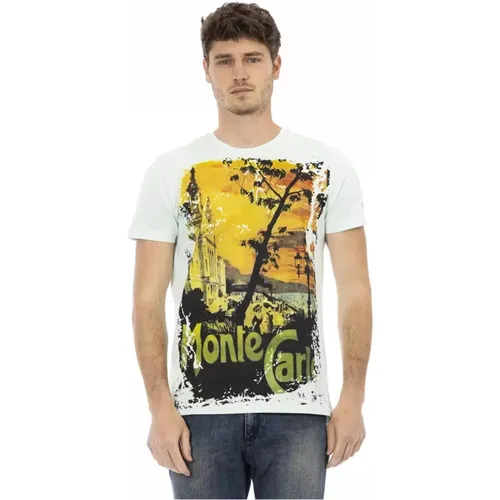 Cotton T-Shirt with Round Neck and Front Print , male, Sizes: XL, 3XL, L, M, 2XL, S - Trussardi - Modalova