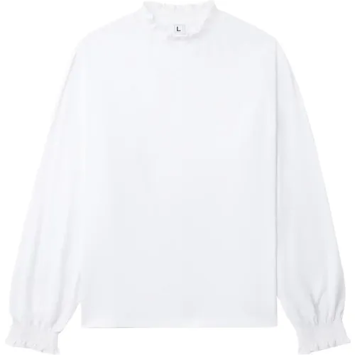 Weißes Langarm-T-Shirt mit BH-Logo , Damen, Größe: L - Random Identities - Modalova