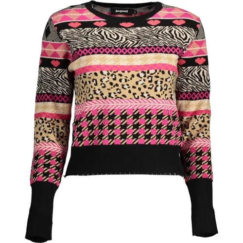 Elegant Long-sleeved Sweater with Round Neck , female, Sizes: XL, L - Desigual - Modalova