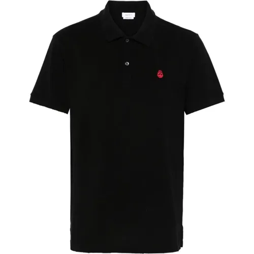 Schwarzes Besticktes Skull Polo Shirt , Herren, Größe: L - alexander mcqueen - Modalova