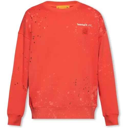 Roter Crewneck-Sweatshirt mit Farbspritzern , Herren, Größe: M - A-Cold-Wall - Modalova