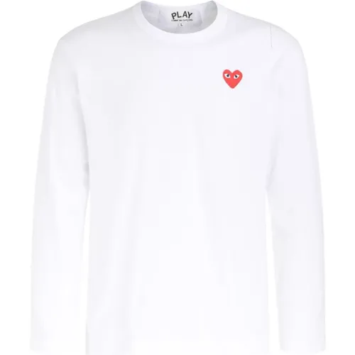 Langarm T-Shirt mit rotem Herz , Herren, Größe: M - Comme des Garçons Play - Modalova