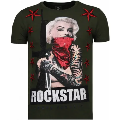Marilyn Rockstar Rhinestone - Herren T-Shirt - 6005G - Local Fanatic - Modalova
