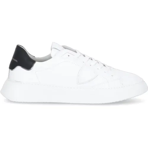 Weiße Sneakers mit Logo-Absatz , Herren, Größe: 42 EU - Philippe Model - Modalova