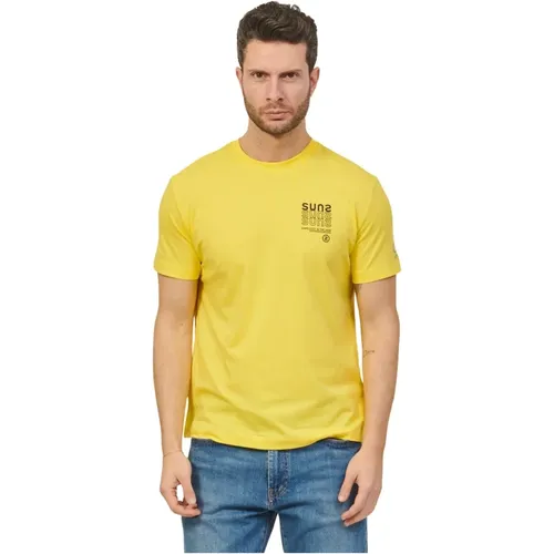 Gelbes T-Shirt mit Logo-Print , Herren, Größe: XL - Suns - Modalova