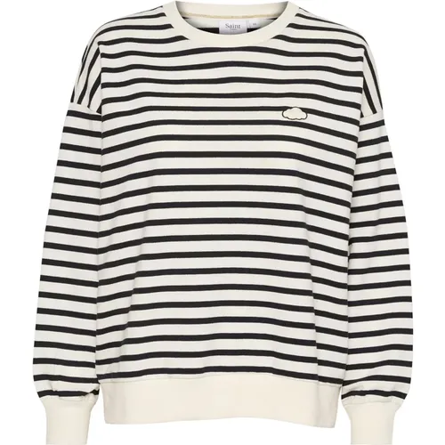 Gestreifter Sweatshirt mit Besticktem Detail - Saint Tropez - Modalova