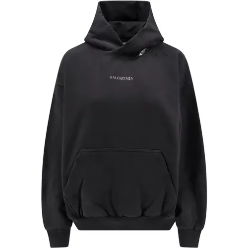 Schwarzer Sweatshirt Hoodie mit Strass-Logo - Balenciaga - Modalova