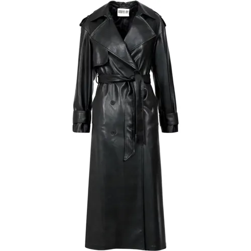 Schwarzer Trenchcoat aus Kunstleder , Damen, Größe: XS - Aniye By - Modalova