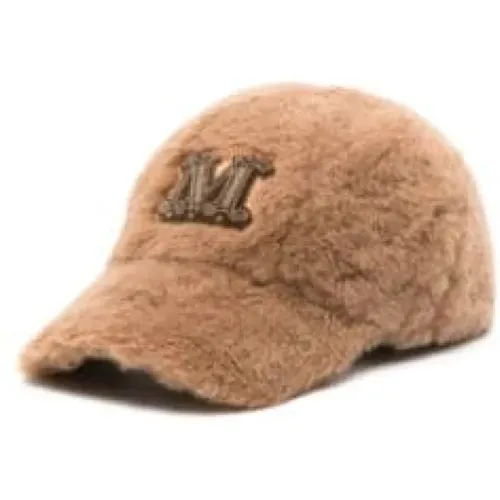 Camel Hair Logo Cap , female, Sizes: ONE SIZE - Max Mara - Modalova