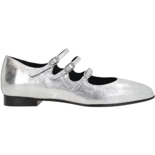 Silberne Flache Mary-Jane Ballerina Schuhe , Damen, Größe: 38 1/2 EU - Carel - Modalova