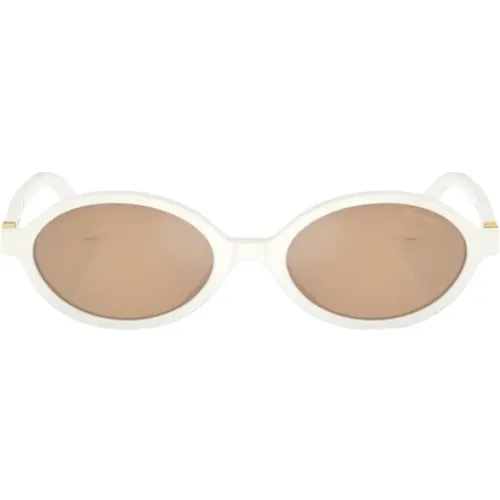 Oval Sungles with Mirrored Orange Lenses , female, Sizes: 50 MM - Miu Miu - Modalova