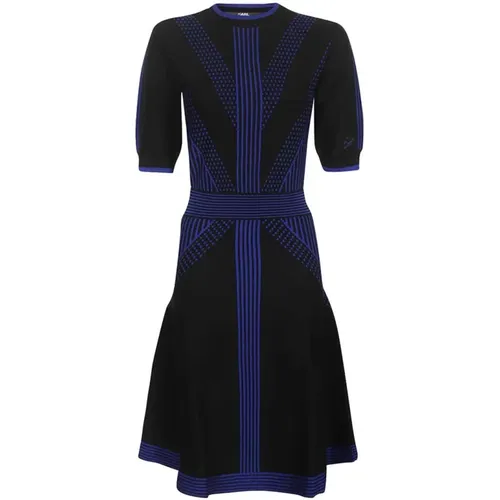 Geometrisches Strickkleid , Damen, Größe: M - Karl Lagerfeld - Modalova