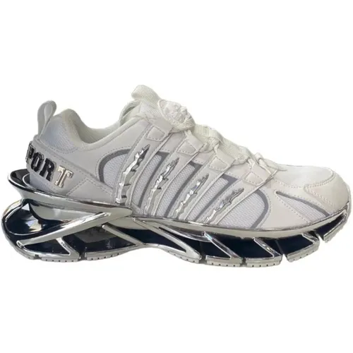 Mesh and Leather Runner Sneaker Silver , male, Sizes: 7 UK, 8 UK, 10 UK - Plein Sport - Modalova