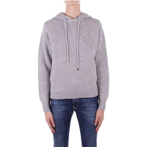 Bestickte Hoodie Pullover,Grauer Kapuzenpullover Herbst Winter - Elisabetta Franchi - Modalova