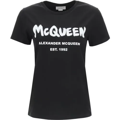 Cotton Logo T-Shirt , female, Sizes: 2XS, XS - alexander mcqueen - Modalova