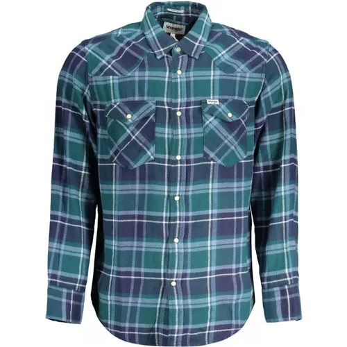 Grünes Flanell Western Hemd Regular Fit , Herren, Größe: XL - Wrangler - Modalova